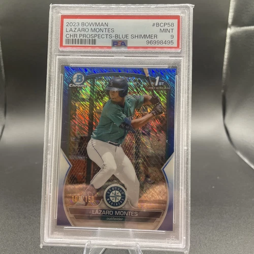2023 Bowman 1st Lazaro Montes Blue Shimmer Refractor #'d /150 PSA 9