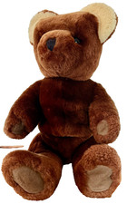 VTG 19" Real Sheep Fur Handmade Teddy Bear Wood Disc Jointed Excelsior Stuffed