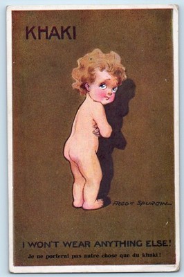 Khaki Kid Undressed I Won't Wear Anything Else Fred Spurgin Signed Postcard