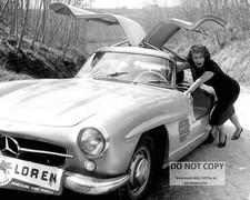 Sophia Loren Mercedes-benz 300 Sl Gullwing Photo 8x10 Publicity Portrait