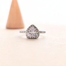 Verlobungsring 925 Silber plattiert Damen Ring Herz Zirkonia 1ct verstellbar