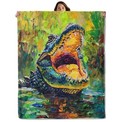 Throw Blanket for Boys Girls Kids Adults Women, Fuzzy Warm 50''x60'' Alligator