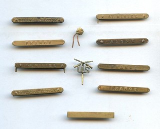 WWI WW1 AEF Victory Medal BATTLE CLASP 11 Bars St. Mihiel Aisne France Defensive