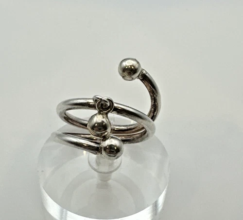 VTG Sterling Silver .925 Made in Mexico Wrap around Beads ring 7.5grams size 8.5