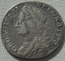 1758 King George II Silver Shilling S3704, 26mm 5.91g, Nice Early Milled Coin