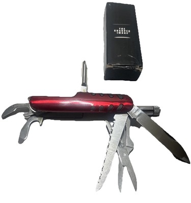 Sharper Image Utility Knife Red Multi Tool Pocket Knife Saw Flashlight Scissors
