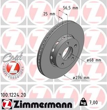2x ZIMMERMANN Bremsscheibe COAT Z 100.1224.20 für 80 AUDI B4 89 B3 8B3 8C2 Avant