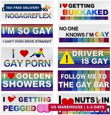 10 PCS Bumper Decals, Funny LGBT Sticker Rainbow Gay Bumper Prank Decoration, Wa