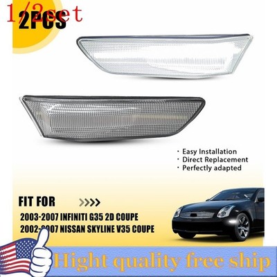 2/4/6 Fit 03-07Infiniti G35 Coupe LED Front Bumper Side Marker Light Clear White