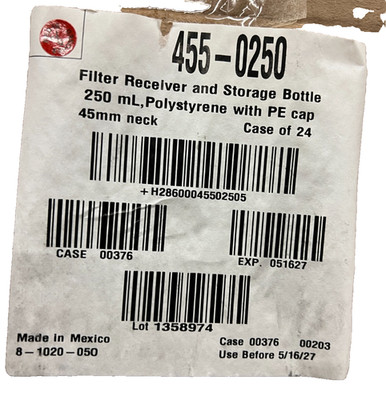 NALGENE 455-0250 Rapid-Flow 250mL Filter Storage Bottles Case of 24