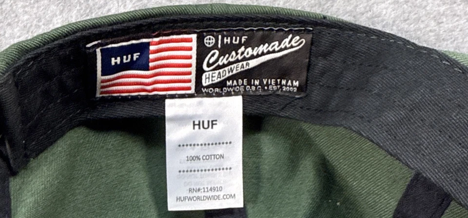 Sombrero Huf Snapback Verde Talla Única Logo Ajustable Patinador Skateboarding Foto 4 de 4