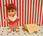 VTG 1965 Mattel Liddle Kiddles SOAPY SIDDLE DOLL, OUTFIT, SLIPPERS TOWEL TUB