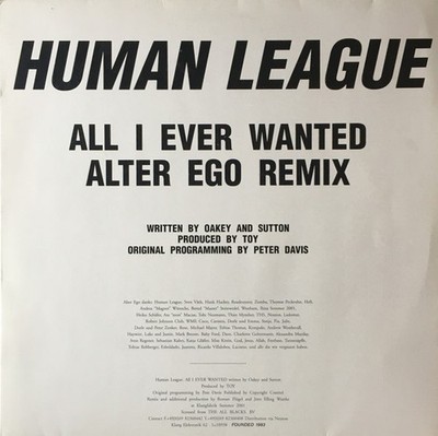 Human League* - All I Ever Wanted (Alter Ego Remix) (12'') (Very Good (VG)) - 399