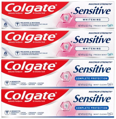 Colgate Sensitive Max Strength Whitening &Complete Protection Toothpaste 6oz-4pk