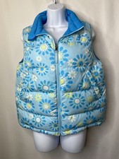 LL Bean Girls Goose Down Puffer Vest Size XL 18 Reversible Floral Cold Weather