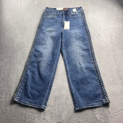 #ad Judy Blue High Waist Wide Leg Braided Side Seam JeansBlue JB88850 MD Size 3 26 $36.09