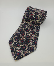 Vintage Christian Dior Monsieur Floral Tie 100% Silk Black Red Ivory Made in USA