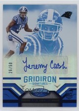 2016 Certified Gridiron Signatures Mirror Blue /50 Jeremy Cash #GS-JC Auto 1dm4
