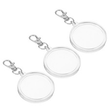 Plastic Coin Holder Keychain, Coin Case with Key Ring Buckle, Silver 3pcs