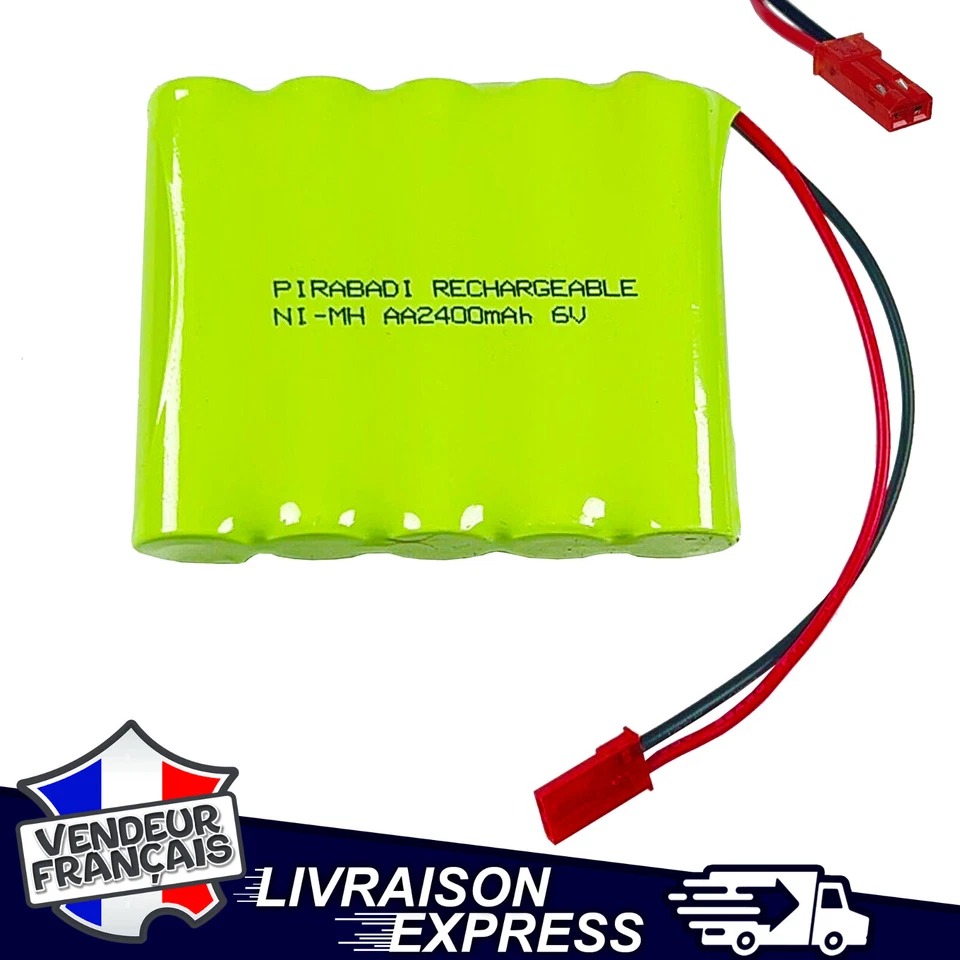PACK 5 PILE ACCU RECHARGEABLE 6V NI-MH AA 2400mAh AVEC CONNECTEUR JST-2P (1777) - Photo 1/1