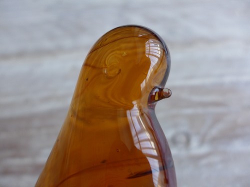 Vintage art glass bird paperweight Murano smoked amber collector Made In Italy - Picture 6 of 11