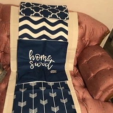 Maliton 18 x 18" Set 4 Modern Throw Pillow Covers Royal Blue/White Cotton Linen 