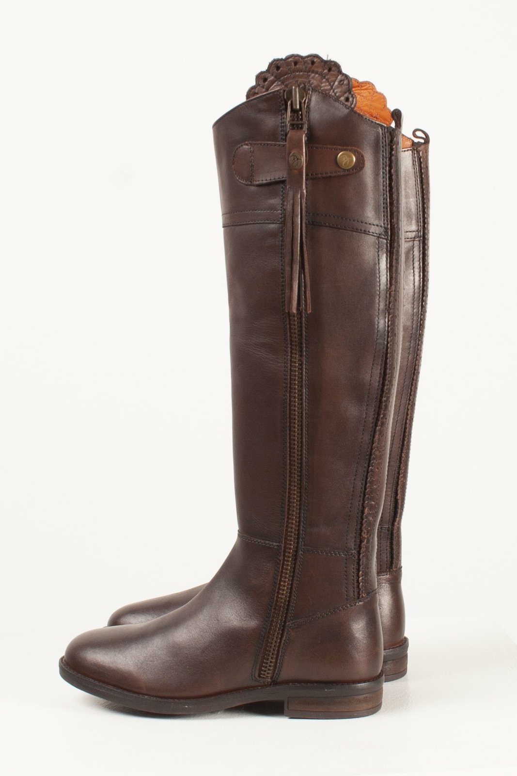 Ladies Tall Leather Riding Boot Full Zipped Women's Knee High Brown