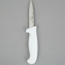 Choice 3 1/4" White Straight Edge Paring Knife with Wide Handle