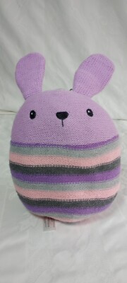 Spark Create Imagine Knit Bunny Rabbit Plush Rattle 10'' Crinkle Purple Stripes