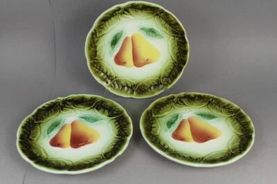 3 alte Keramik Teller - Obstteller - Birne Decor - Ø je ca. 17 cm. /S143  - Bild 1 von 4