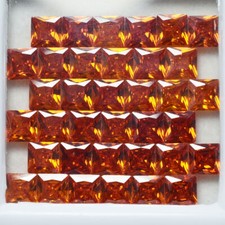 12 Pcs NATURAL Orange Sapphire CERTIFIED Square Shape Loose Gemstone 5x5 MM Lot