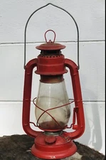 Vintage Ever Bright Red Hurricane Lantern Railroad Kerosene Lamp 202 Cool Decor!