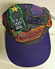 New with tags Vintage 1996 Iron Kids Bread Hat Color Block USA Olympics NEON