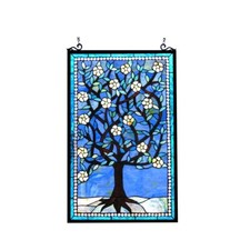 Stained Hanging Window Panel Glass Tree of Life Design Tiffany Style