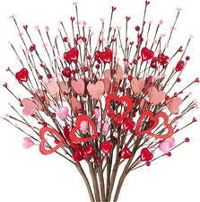 6 Pcs Valentines Day Decor, Valentine  S Day Picks 24" Artificial Red Berry Flowe
