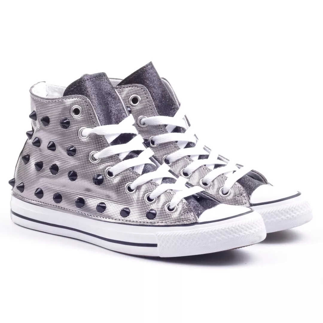Converse All Star Women s Silver Laminated Studded Sneaker Shoes