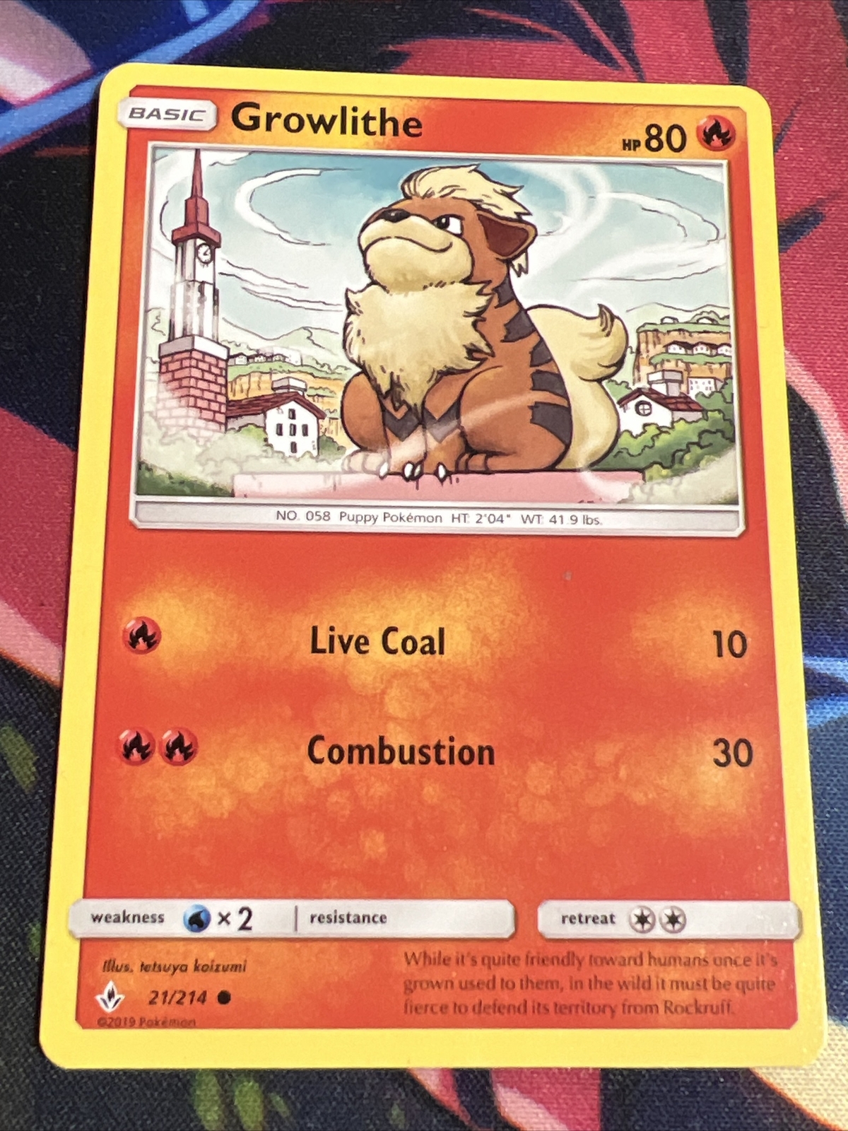 Growlithe 21/214 Unbroken Bonds Sun Moon Pokemon Card $1 Flat Shipping