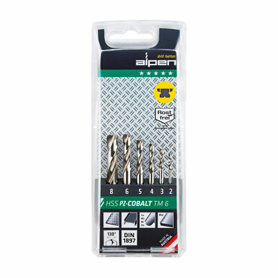 alpen KM TM 6 HSS-ECo5 Cobalt Spiralbohrer, extra kurz 6-tlg. Satz 2.0   8 mm