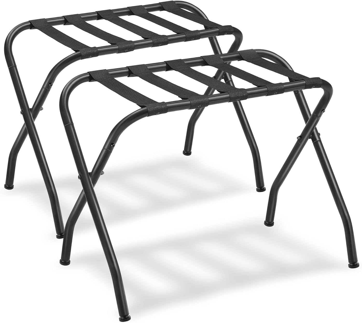 Steel Folding Luggage Rack with Storage Shelf, Pack of 2 for Guest Rooms-image