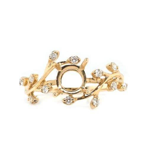 Anello vite semimontato tondo 6 mm in oro giallo 14 carati con accenti di diamanti (54171) - Foto 3 di 5