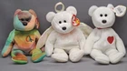 TY Beanie Babies Vintage Lot 3 Bears Valentino Birthday Bear Millennium