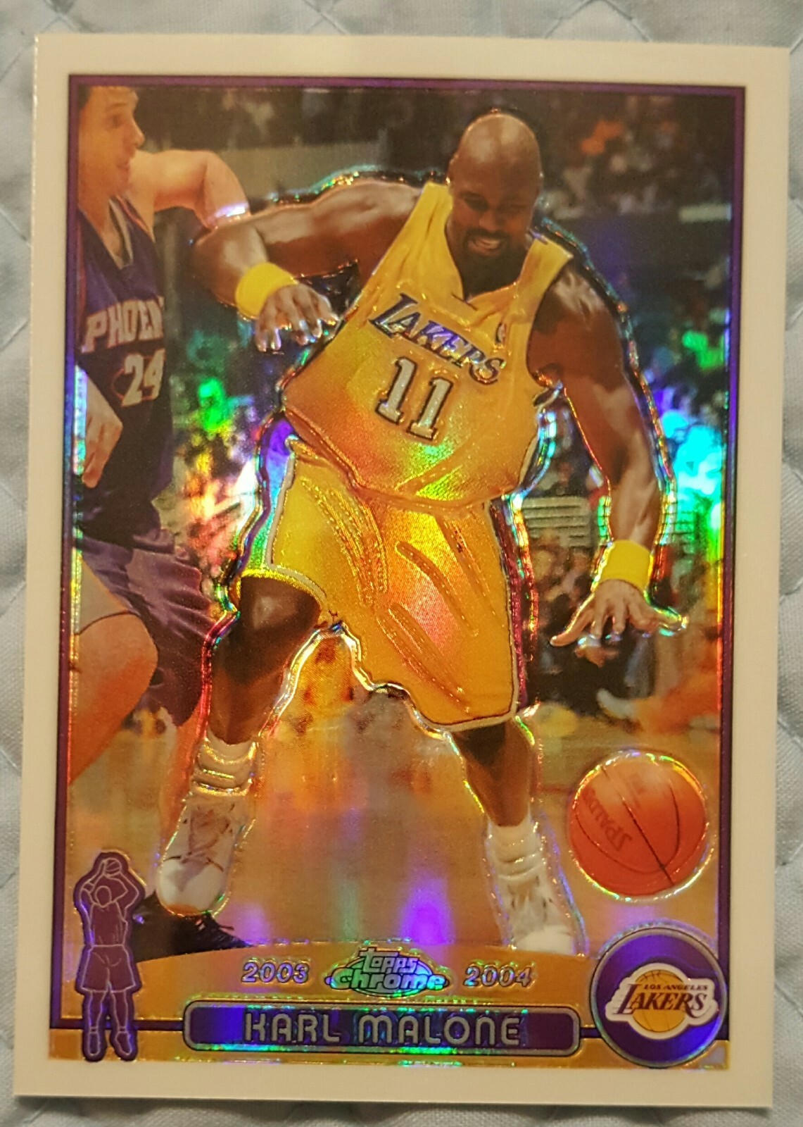 2003-04 Topps Chrome Refractor Karl Malone Card # 32 Los Angeles Lakers Jazz