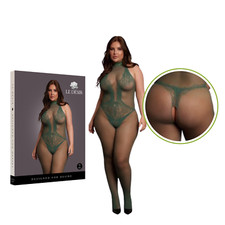 Halter Neck Fishnet Lace Bodystocking Mesh Party Outfit Open Crotch Lingerie