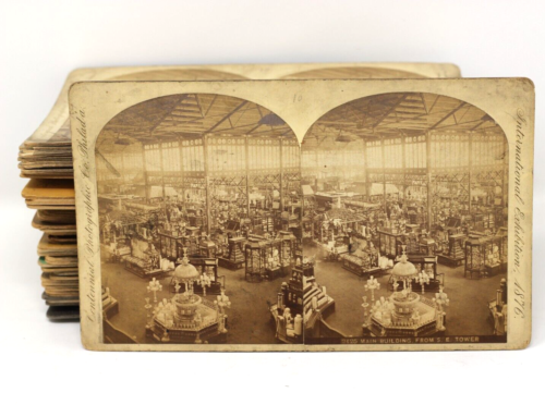 Vue stéréo du bâtiment principal 1876 centenaire exposition internationale grande - Photo 1 sur 4