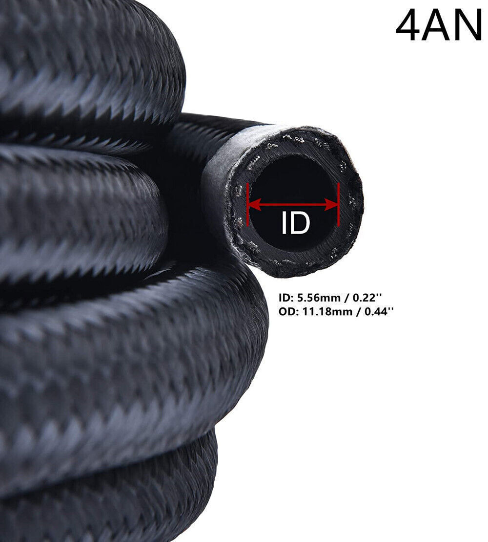 Stainless Steel Braided Fuel & Oil Lines - AN4 To AN12 Nylon Hoses, Custom Lengths Available 9 thumbnail image
