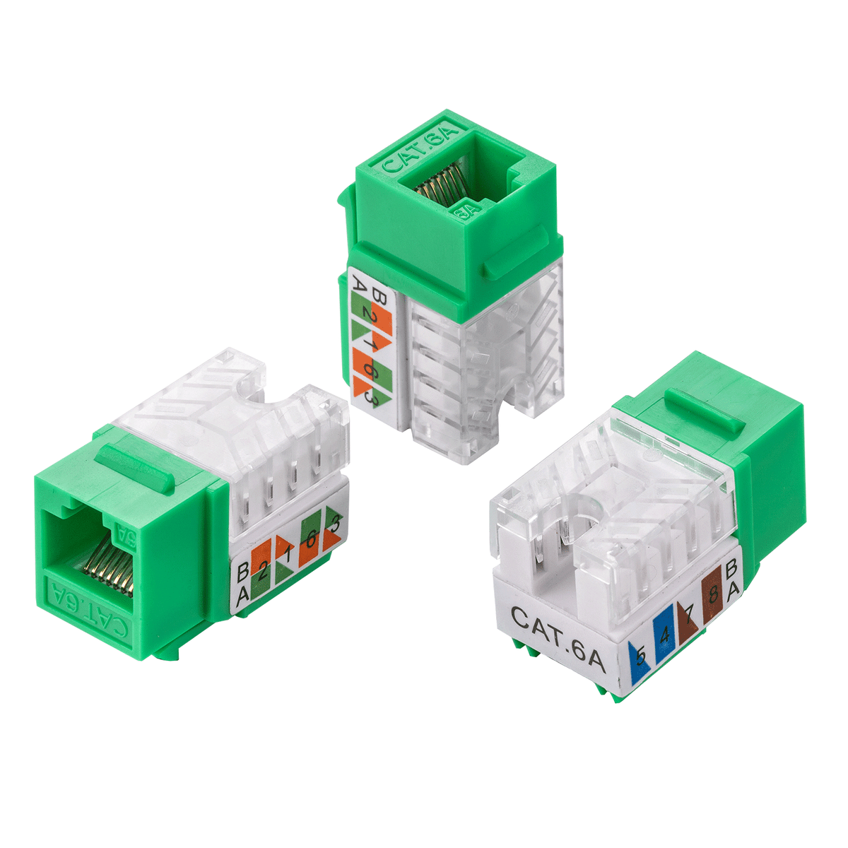 Lotto 10 Prese Keystone RJ45 Cat6 Verde - 110 Punch Down Per Rete Ethernet