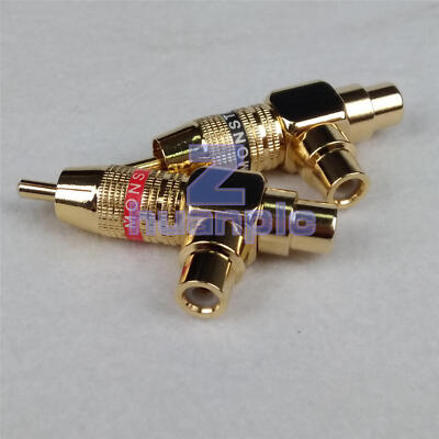 2PCS  Pure copper Audio Right Angle RCA Adapter Splitter Male-to-Female