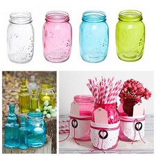 Glass Mason Jar Bottle Retro Vintage Wedding Party Cafe Decoration Coloured