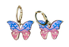 Colorful Butterfly Enamel Dangle Hook Earrings - New