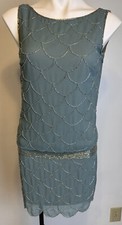 Adrianna Papell Green SZ 2 Sequin Zipper&Hook Dress PRETTY